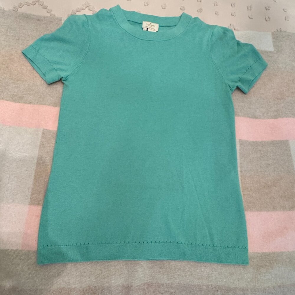 Kate Spade Aqua women's short sleeve sweater silk/cashmere blend Small Excellent